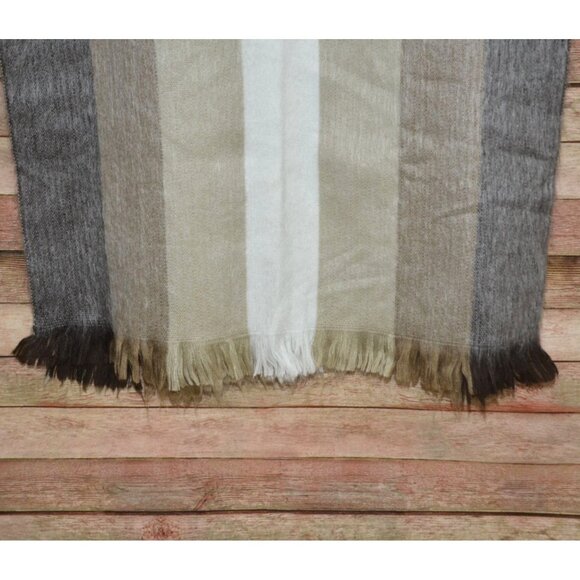 Women's Striped Alpaca Wool Scarf Shawl Size 72 X 24" Neutral Colors So Soft - Picture 7 of 7